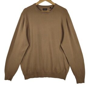 Porter & Ash Mens XL Tan Brown Viscose Blend Crew Neck Knit Sweater Old Money